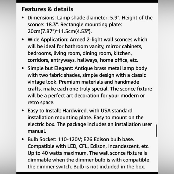 Wall sconce light with shades - Picture 10 of 13